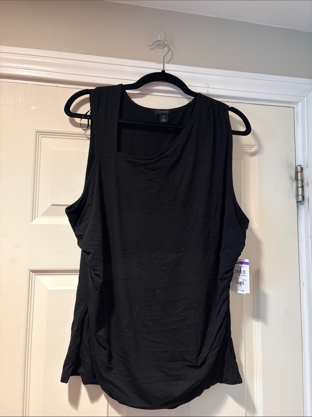 Halogen Sleeveless Asymmetrical Tank in Black XXL